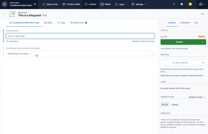 Conditional Fields Selection