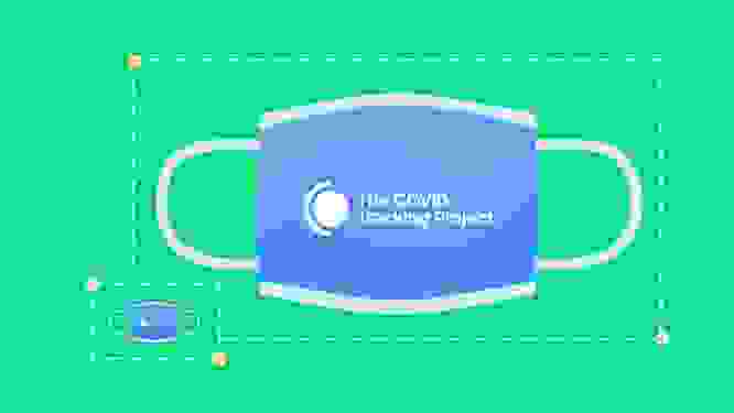 An illustration of two surgical masks, one smaller one larger, symbolizing how the Covid Tracking Project scaled to handle 200m API calls