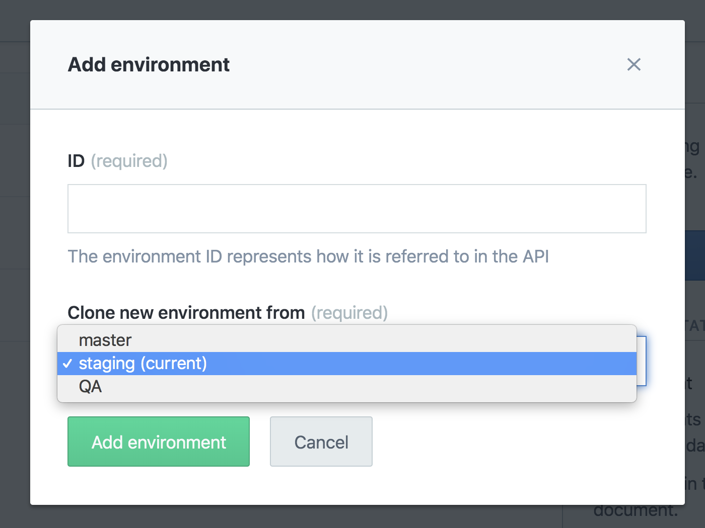 environment selector