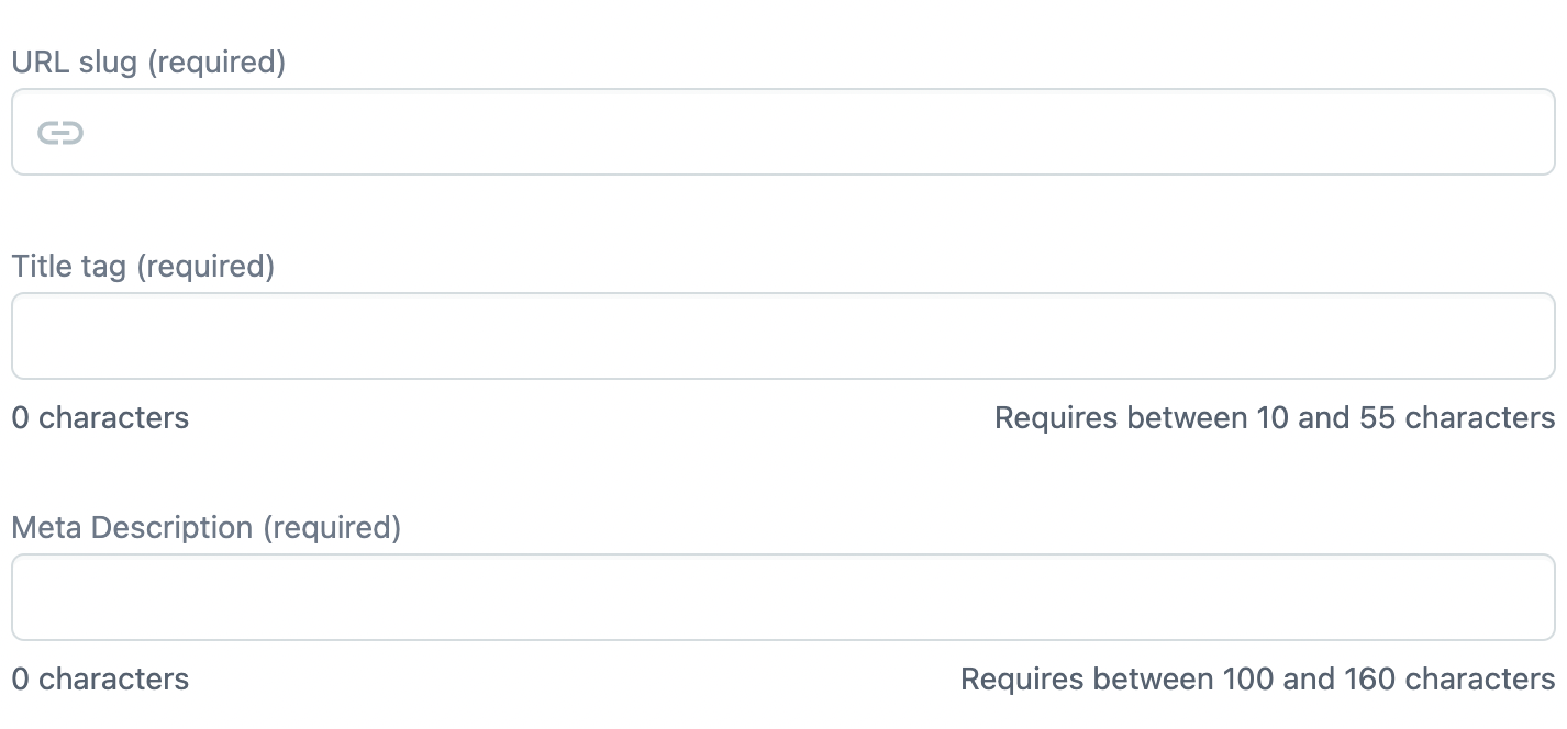 Screenshot of SEO fields in Contentful