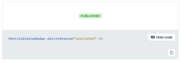 To show the status of the image, I am using the Entity Status Badge from the Forma 36 design system. 
