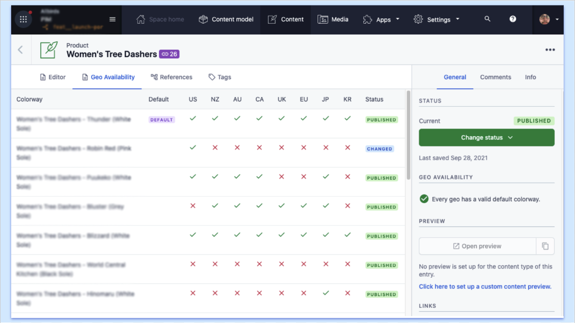 This handy app developed by a direct-to-consumer retailer allows editors to see inventory across different countries and national markets without leaving the web editor. The information is right where they need it to be when they’re making decisions about what gets promoted on the frontend that day.
