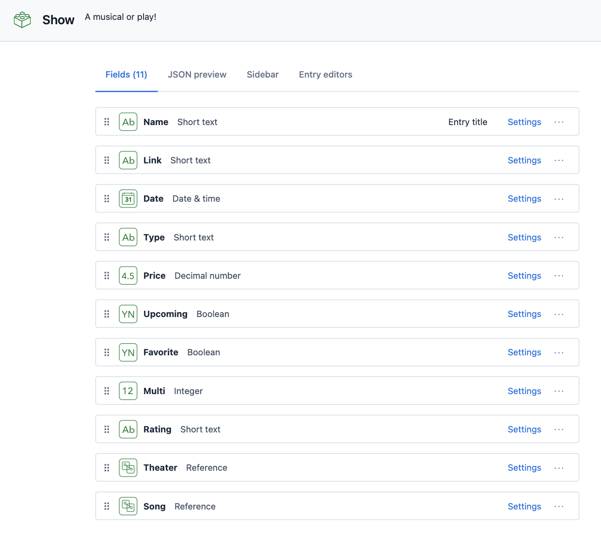 show field in contentful