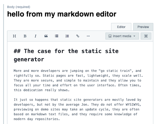  you just enriched the Markdown editor with your headline