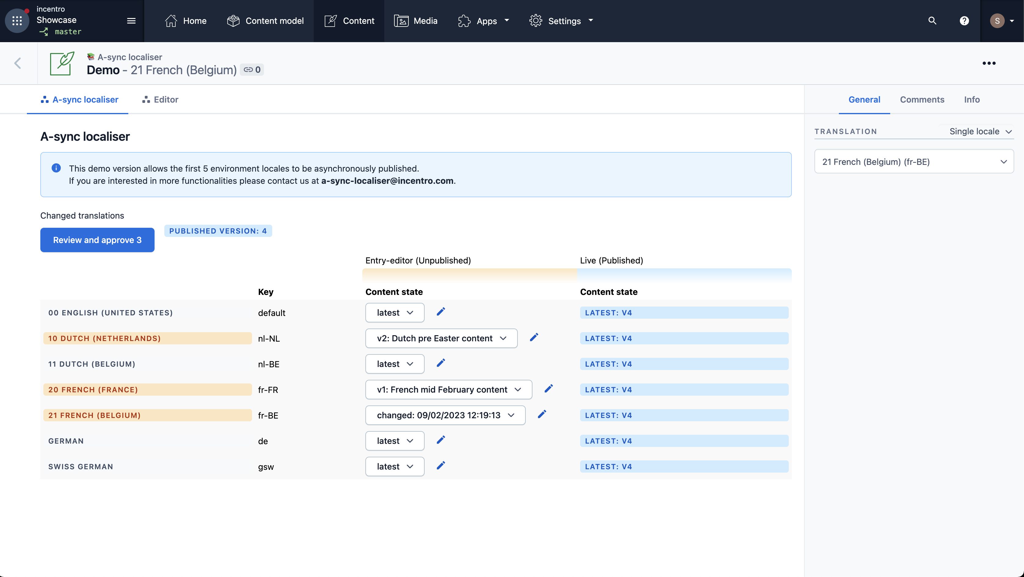 Reducing localization workload with asynchronous publishing