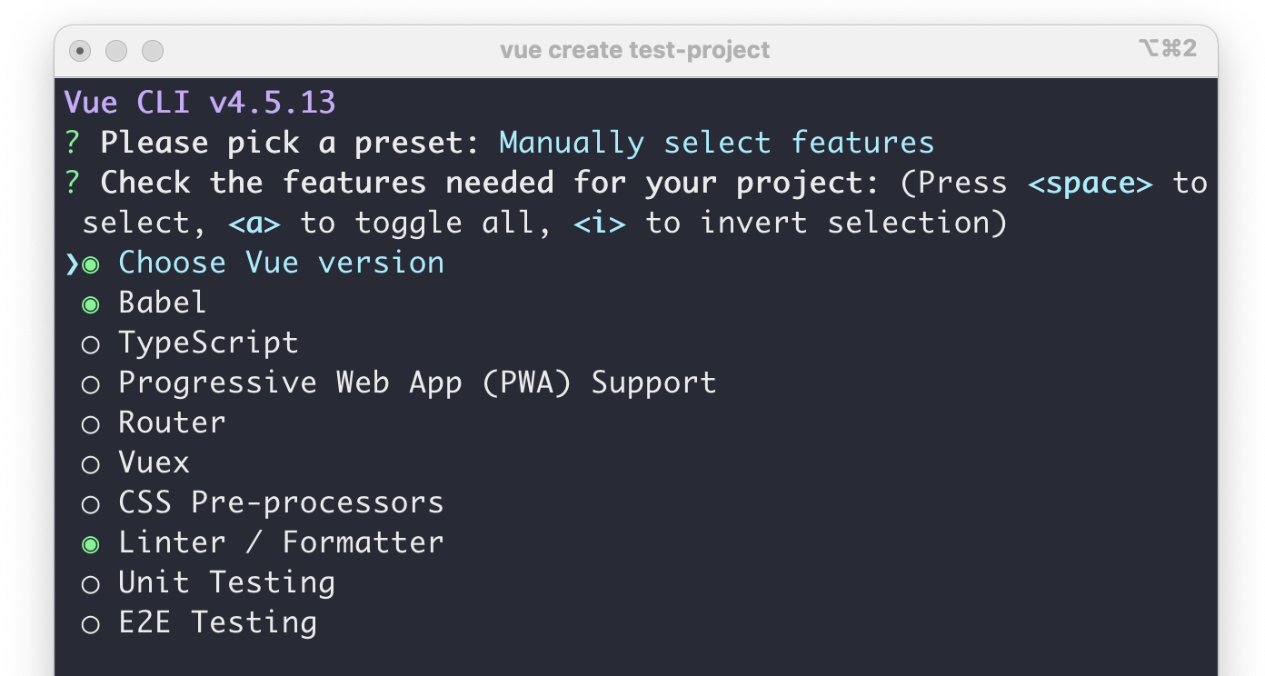 Selecting a preset in vue 